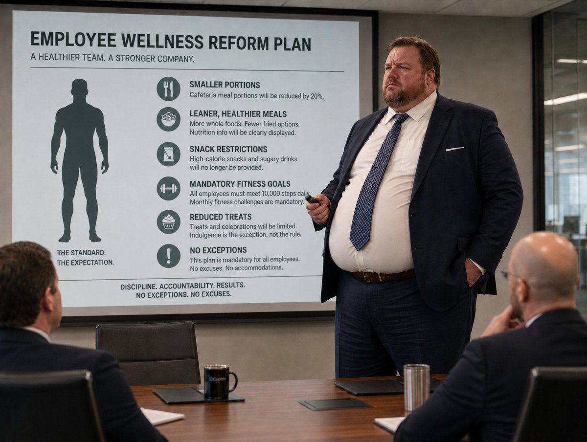 BulkBeneath's tweet photo. He rolled out a strict new wellness policy for the whole office.
Somehow, he became the new company standard instead. 📊
#WeightGain #Transformation #FatArt https://t.co/tuCcbjj4yV