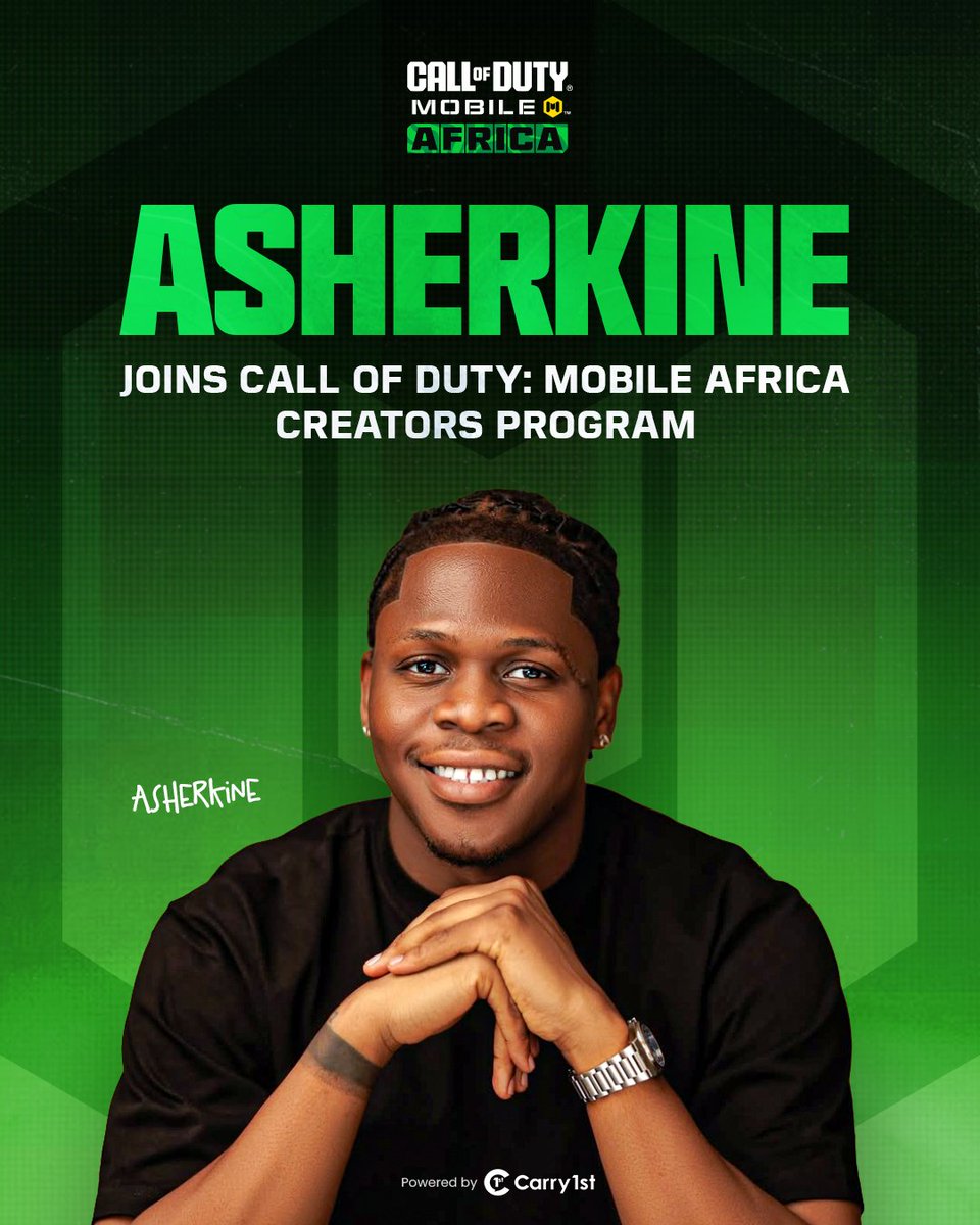 CODMAFRICA's tweet photo. It's official!!!🗣️
@asher_kine joins the Call of Duty:Mobile Family🤩🔥

Download COD:Mobile and maybe you could be challenging him in-game soon.🪖

#codmafricarecruit #codmafricaxasherkine https://t.co/6vxmqscGq9