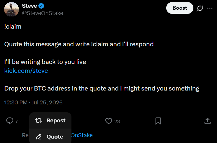thavisionaire_'s tweet photo. !claim
If you could instantly master one skill outside of streaming, what would it be and why?

bc1q9aw57tvefnepgr7xznz83224u5x6txv6elekn4 https://t.co/wNZtPCp3s6