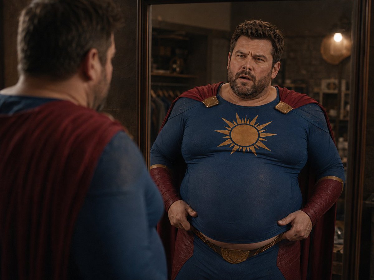 BulkBeneath's tweet photo. Retirement hit the hero harder than any villain.
When the city called again, the old suit had a lot more to handle. ☀️
#WeightGain #Transformation #FatArt https://t.co/j8wVonsGlh