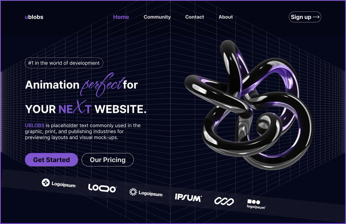 Daniisulta3otq's tweet photo. Animation should feel intentional, not decorative. 🌀

New concept: dev-focused landing page with a 3D metallic knot hero + grid background.

Built in Figma → Spline → Framer

#uiux #webdesign #spline3d #framer #3ddesign #devcommunity https://t.co/rCJkYUPopz