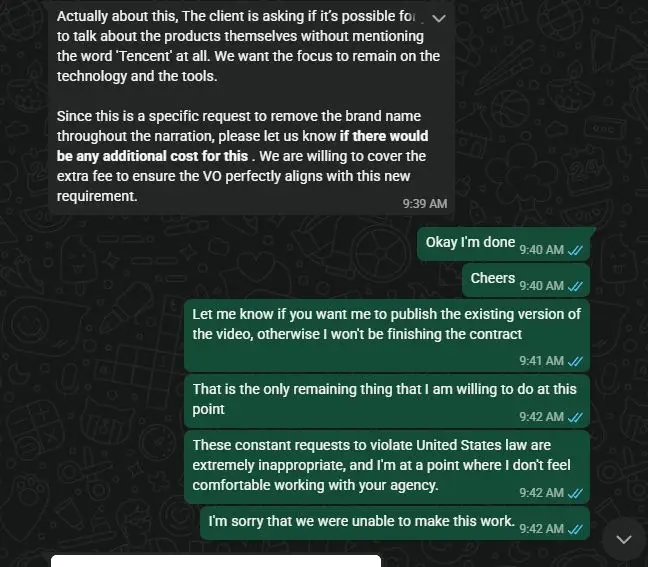 Euphoralized's tweet photo. Remember, "No Tencent". Do not mention "Tencent".

Remember, "No kuro no kuro. The narrative is that this is not sponsored."  mic not muted 💀 https://t.co/j9TlEX6x25