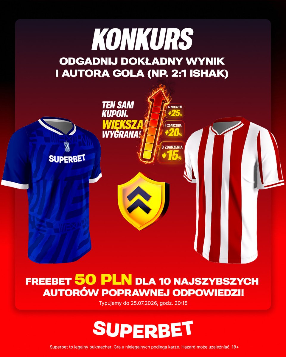 SuperbetPL's tweet photo. #KONKURS! Wytypuj w odpowiedziach dokładny wynik oraz autora gola ⚽️ w meczu Lech - Cracovia i zgarnij freebet! #LPOCRA
--
✅ Zaobserwuj @SuperbetPL
❤️ Polub wpis i 🔄 podaj go dalej
👤 Dodaj nick z Superbet
🎁 Nagroda = FREEBET 50 PLN
Regulamin: https://t.co/quNbhzbxNj https://t.co/NIQ6OR9zWc