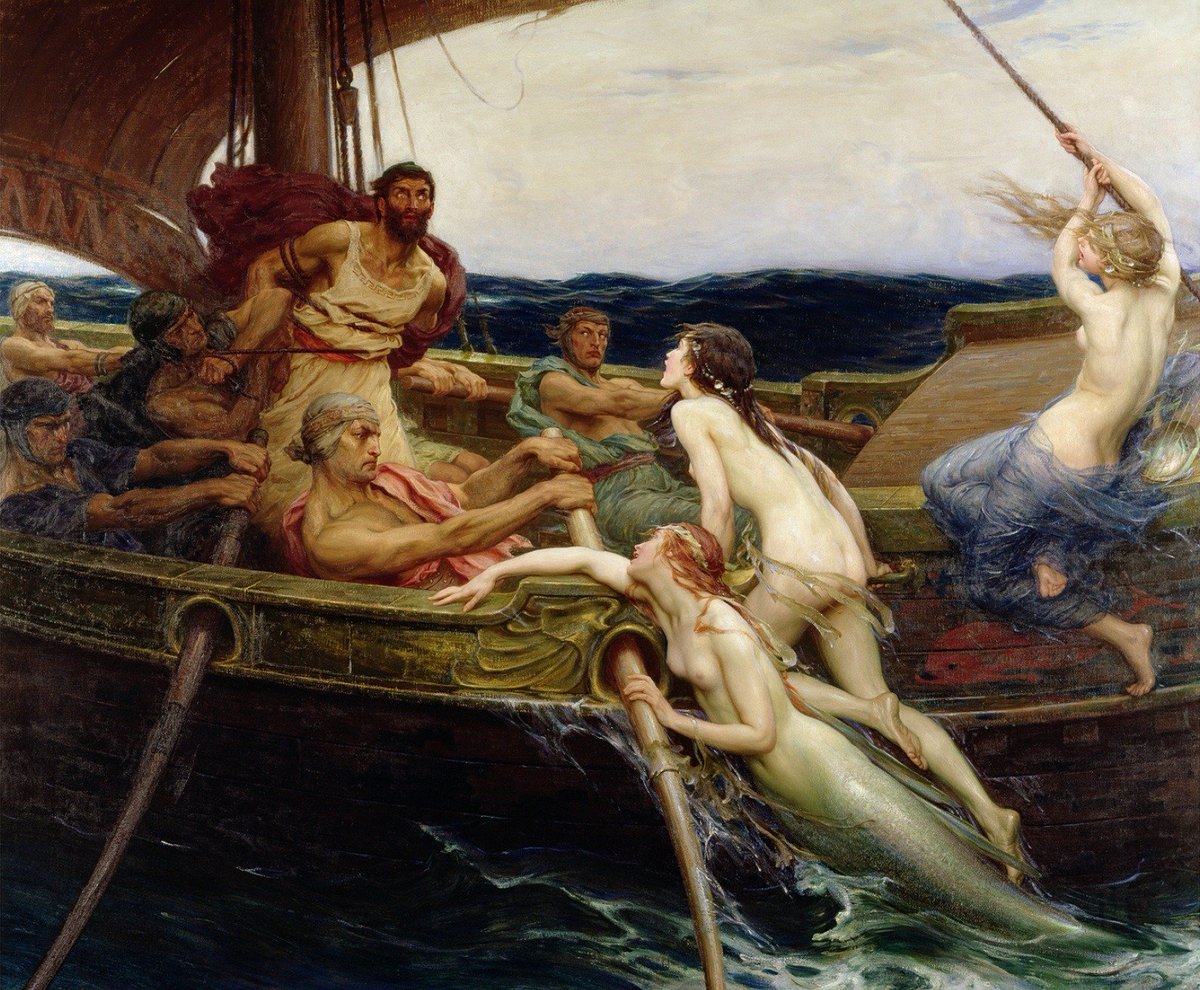 ArtorOtherThing's tweet photo. Ulysses and the Sirens (1909) - Herbert James Draper (1864–1920) https://t.co/vvTNmauHzO