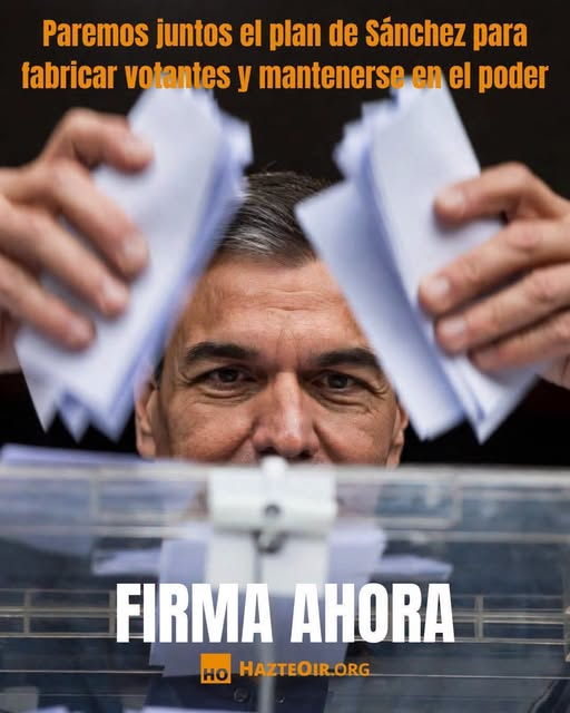 Rober_Alcaz's tweet photo. MUY GRAVE: Sánchez quiere robar las próximas elecciones para seguir en el poder, ya que sabe que los españoles no le vamos a votar.
El trilero de Moncloa ha encontrado la manera de "ganar" las elecciones sin nosotros, fabricando sus propios votantes.
¡¡O LE PARAMOS O NOS HUNDE!! https://t.co/LFUhTQHvF1