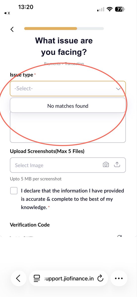 ipankajv21's tweet photo. @JioFinance1 Copied the whole link. On 3rd page it gets stuck with no option to select. Check the screenshot https://t.co/HX0Imy32Ic