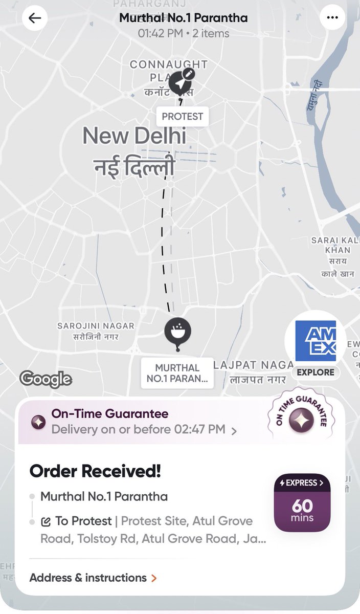 ramuc06's tweet photo. @Cockroachisback Paranthe on the way 💪🏼 . Please collect it on Tolstoy Road . https://t.co/Jb1REweY7T