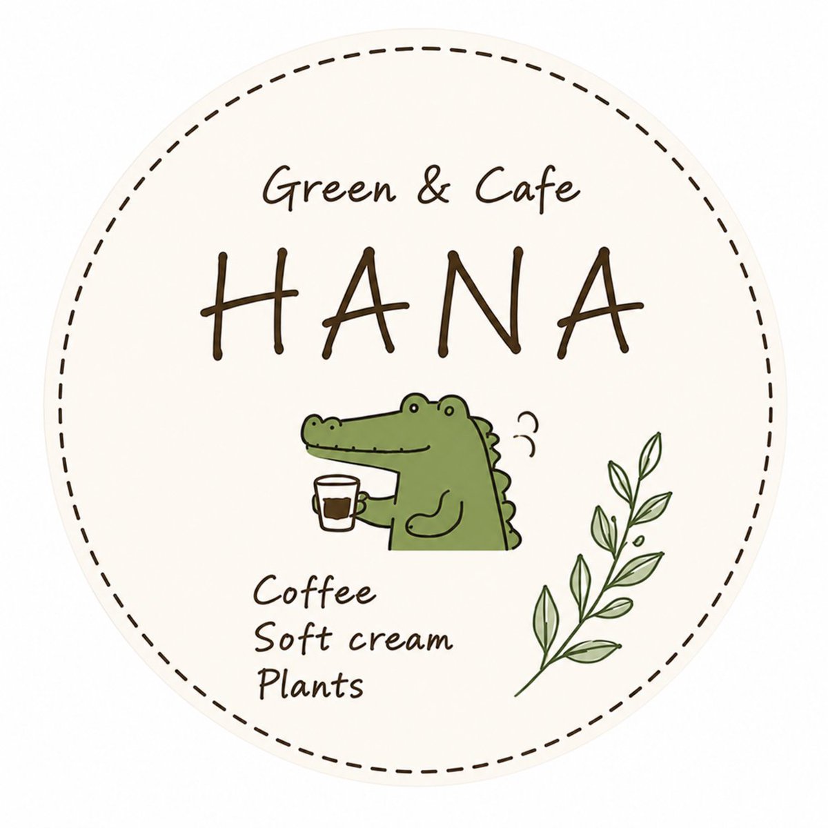 hanabata1012's tweet photo. 先日グランドオープンした「Green &amp; Cafe HANA」沢山のお客様のご来店有り難うございました。
カフェのコップに付ける可愛いロゴが出来ました😊
「アクアランドはなばた」の古株、ワニのシャー君がキャラクターです。
#グリーンカフェ #HANA #アクアランドはなばた #ワニのシャー君 #福島県いわき市 https://t.co/gskdRYeRXw