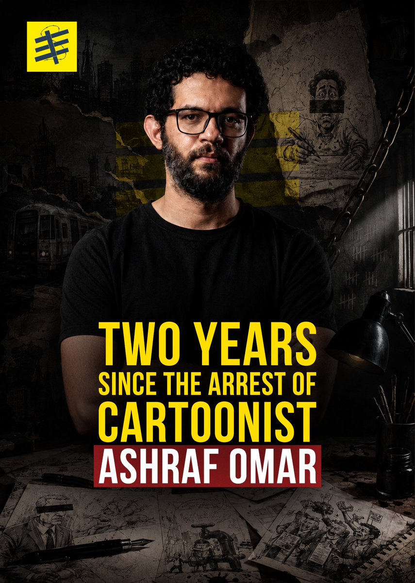 FreeThemAll_'s tweet photo. Ashraf Omar's ordeal began at dawn on 22 July 2024, when plainclothes security forces raided his home, taking him away, handcuffed and blindfolded, to an unknown location. After two days of enforced disappearance, he appeared before the Supreme State Security Prosecution, which interrogated him on charges including joining and financing a terrorist group, spreading false news, and using a website to promote its ideology. 

#FreeThemAll 
#Egyptian_hell
@sebusher 
@dianamoukalled 
@S_Elhussieny