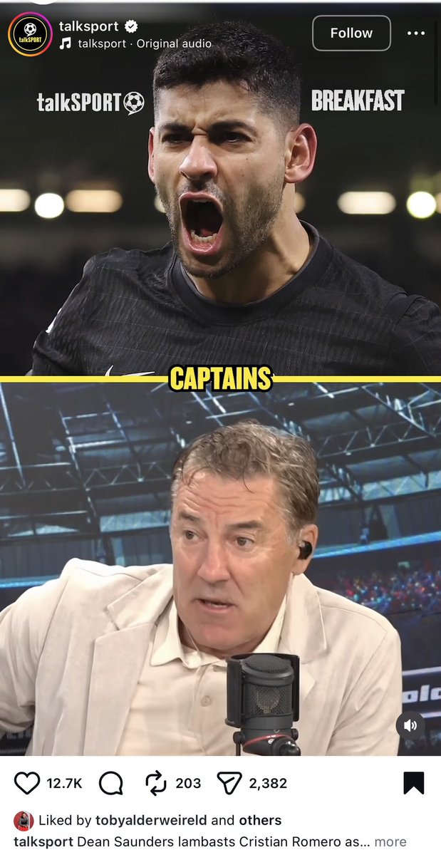 sashedelic's tweet photo. Toby Alderweireld liked a post calling Romero a liability, a walking red card, and one of the worst captains in the history of the Prem 😳 https://t.co/66pBnAniwt