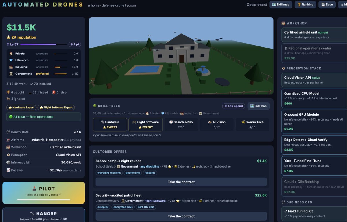 AndJakobsson's tweet photo. [Experiment 6] I built an autonomous drone defense game to learn about drones and autonomous AI

Is now completed. The Substack article can be found here (which also contains link to the free game):

https://t.co/y87bC3IOvh

https://t.co/W4O9Lpr0mG https://t.co/YYxuDD7I0o