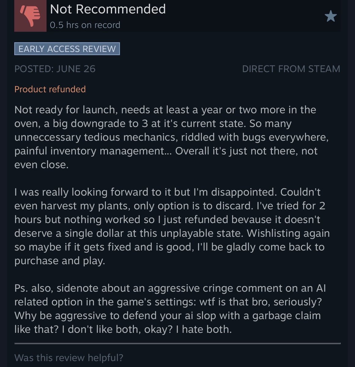 JoeyGhost's tweet photo. @janedoepuppy And got the review that summarizes that the code was probably AI assisted too given interaction bugs. https://t.co/2MahcO4Se8