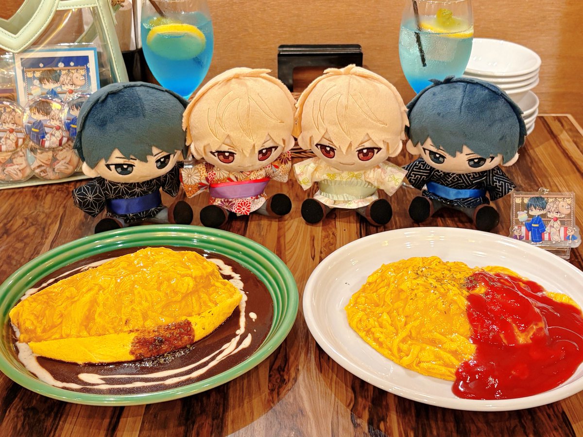 k46m6's tweet photo. 本日は有くんの誕生日！しどある推しのワヲンさん@freedraw025と有くん誕生日会してきましたよ😆🎂
ふわとろオムライスでお祝いし、ぬいは浴衣姿で夏祭りの花火大会🎆最高の夏の思い出になりました #男はじぬい https://t.co/IpGtr57aEE
