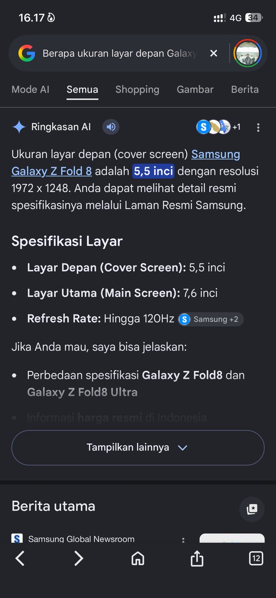 suketiawan's tweet photo. @Metro_TV Ukuran layar depan #GalaxyZFold8 adalah 5,5 inci dengan rasio 10:16. Layar depannya nyaman banget buat scrolling! ❤️ #GalaxyZFold8 #FoldTheDoubt #GalaxyZFold8diMetrotv https://t.co/dSVcGHQjdg