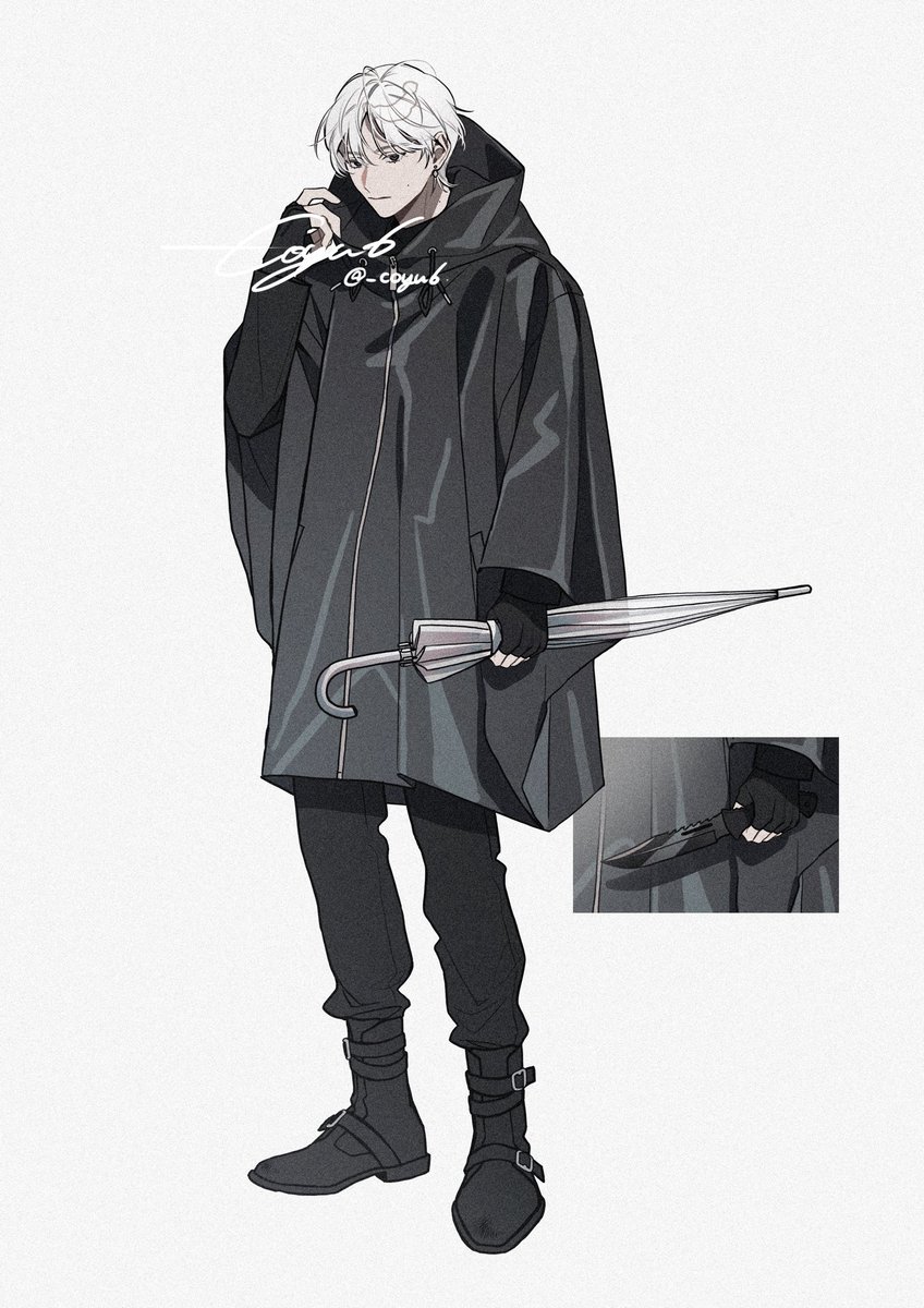 _coyu6's tweet photo. キャラ販売/adopt：001wip
傘やナイフを持ち替えられるっぽい人を制作中… https://t.co/ymCN5Dv8ou