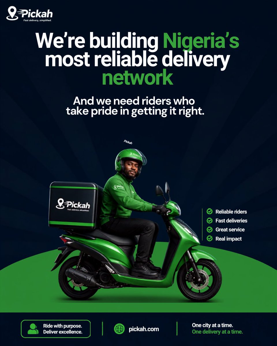 Pickahapp's tweet photo. Riders are a major part of the logistics ecosystem. Pickah is building with riders in mind too creating a platform where delivery opportunities can become easier to access as the network grows.

#Pickah #RidersNigeria #DeliveryRiders #LogisticsNigeria #DispatchRider https://t.co/xWEt6kaoLK