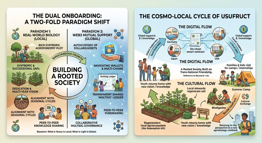 mbauwens's tweet photo. Please read this article, which is, much like the Traditional Dream Factory and RegenAvocadeo in Sicilia, an experiment to figure out Cosmo-Local community building in practice:

https://t.co/dI6UHlDxmT

(a big thanks to @agroforestDAO ) https://t.co/Y03ghrj9yy