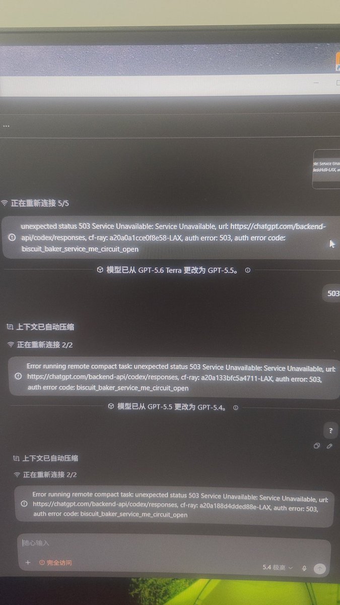 rockiner2001's tweet photo. openai  出现了503 服务器崩溃了，大家遇到了吗？7.25下午 https://t.co/ishfCA59TP