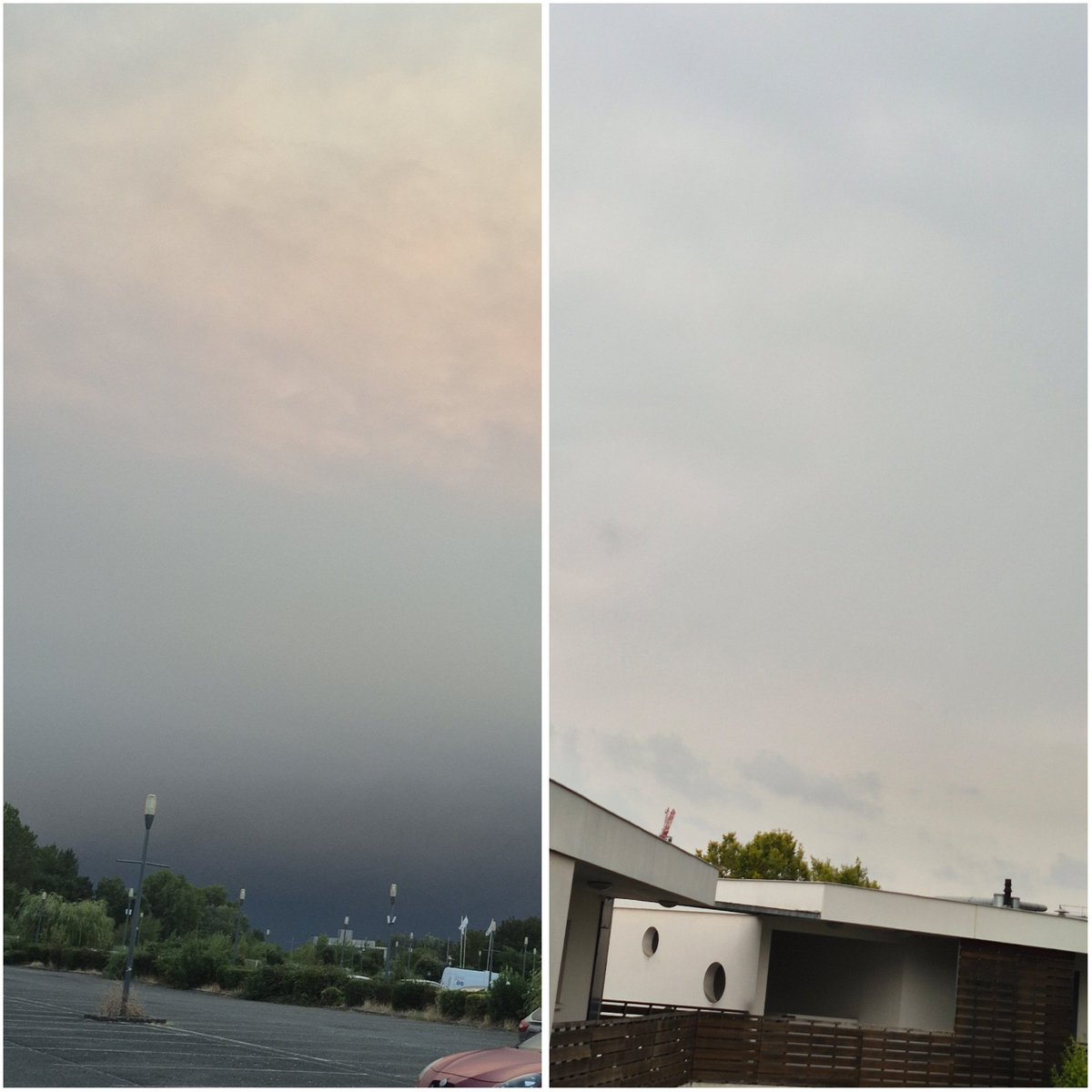Kssypeanut's tweet photo. Le ciel de Cenon est étrange ce matin... hier soir au travail on regardait l'apocalypse, ce matin c'est le calme... un orage en fond sonore, un ciel étrangement calme...
#Bordeaux #cenon #incendie https://t.co/nGsjBRvalq