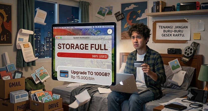 blotus649's tweet photo. Dapet notif storage Google penuh? Tenang, jangan buru-buru gesek kartu buat langganan Google One. Seringkali masalahnya cuma numpuk sampah digital aja.
Gue rangkum cara beres-beresnya dari rame-rame di sini. A thread. 🧵 https://t.co/UGbvdLCy2W