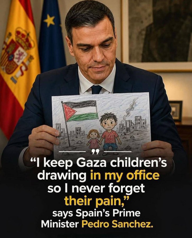 AhmadJawadBTH's tweet photo. کیا فلسطینی بچوں کی ڈرائینگ کی کاپی سپین کے وزیراعظم کی طرح اسلامی ممالک کے حکمران بھی اپنے دفتر میں رکھ سکتے ہیں؟ https://t.co/ymnMXyWCMO