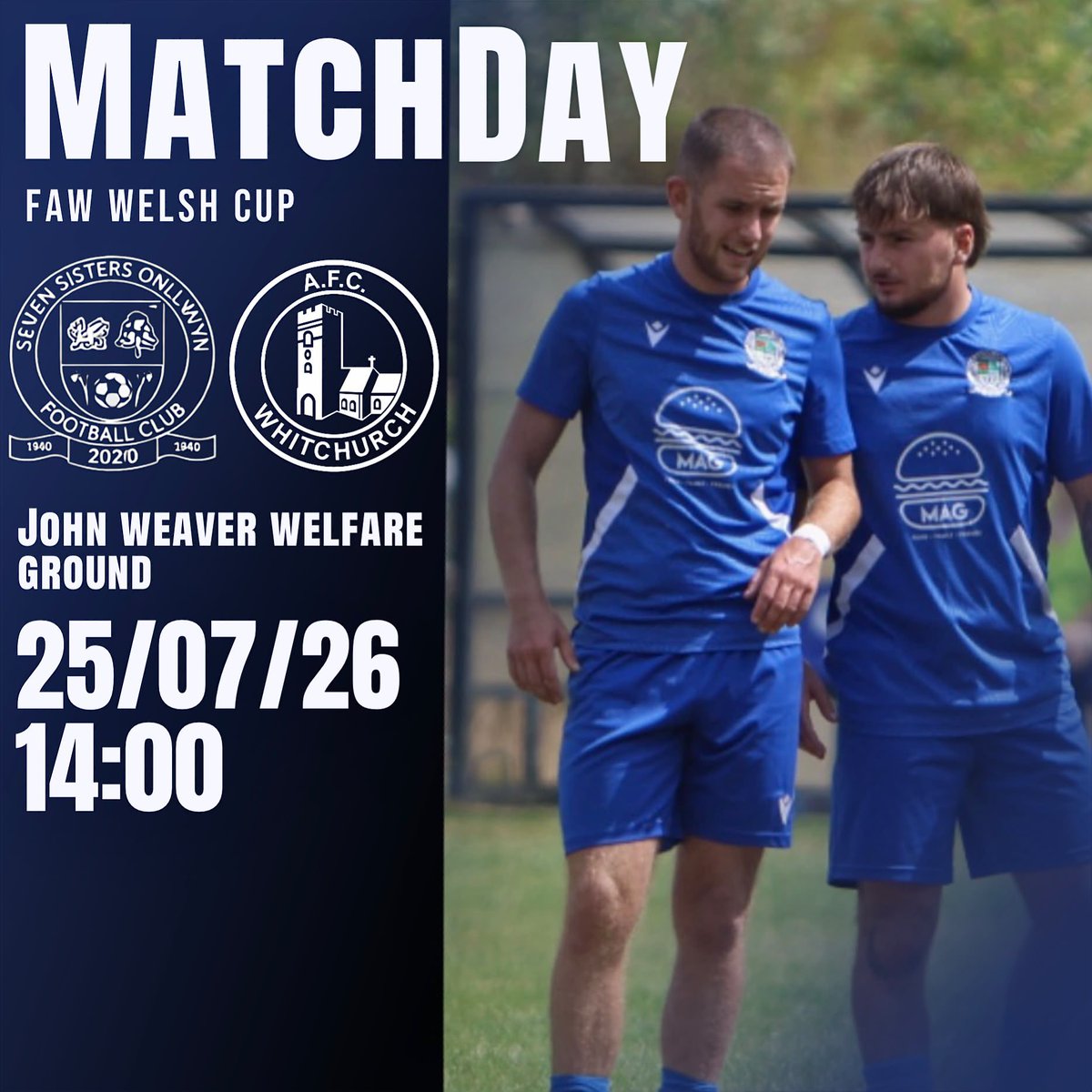 7SistersOnllwyn's tweet photo. We welcome AFC Whitchurch to the @John_WeaverLtd this afternoon for QR1 of the FAW Cup. KO is at 2pm

Please see our 1st programme of the season - https://t.co/7voJUw45mw

Clubhouse open from 1pm for hot &amp; cold refreshments

Please respect our neighbours &amp; park responsibly

#7SO https://t.co/9znFti9Xnd