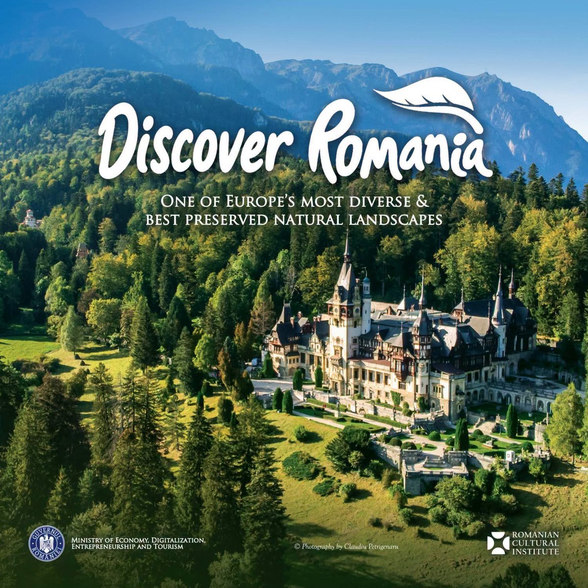 RRInternational's tweet photo. Ilustrată de imaginea Castelului Peleş, pagina dedicată este însoţită de mesajul 'Discover Romania - one of Europe's most diverse &amp; best preserved #natural #landscapes'. (2/4) https://t.co/E0U4J5k82y