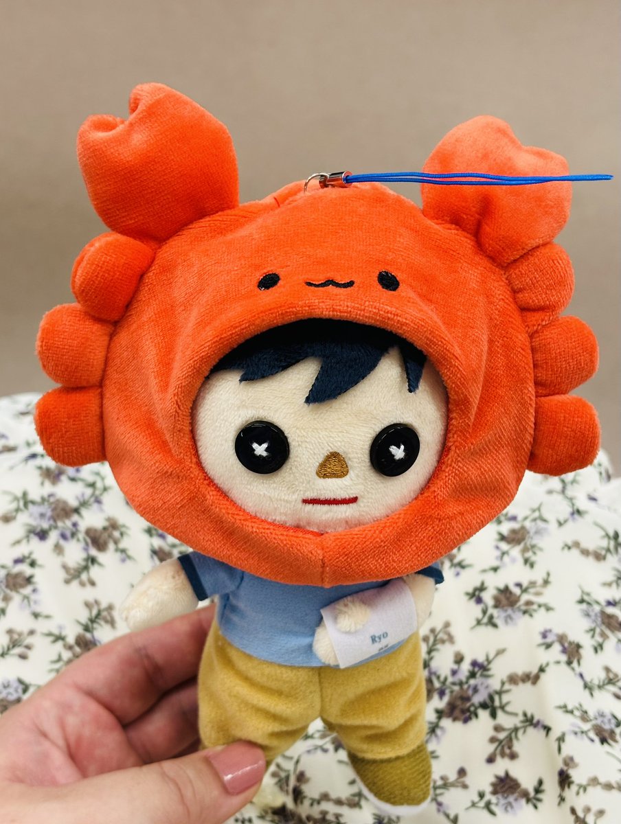d74430S2's tweet photo. 吉沢亮バージョンのエヴァンくんぬいぐるみ、カニ🦀の被り物ジャストサイズだったー♡！
しかもストラップ穴の位置までぴったり！
どうしよう、めちゃくちゃかわいい☺️
#DEH https://t.co/7vKHKDAGmW