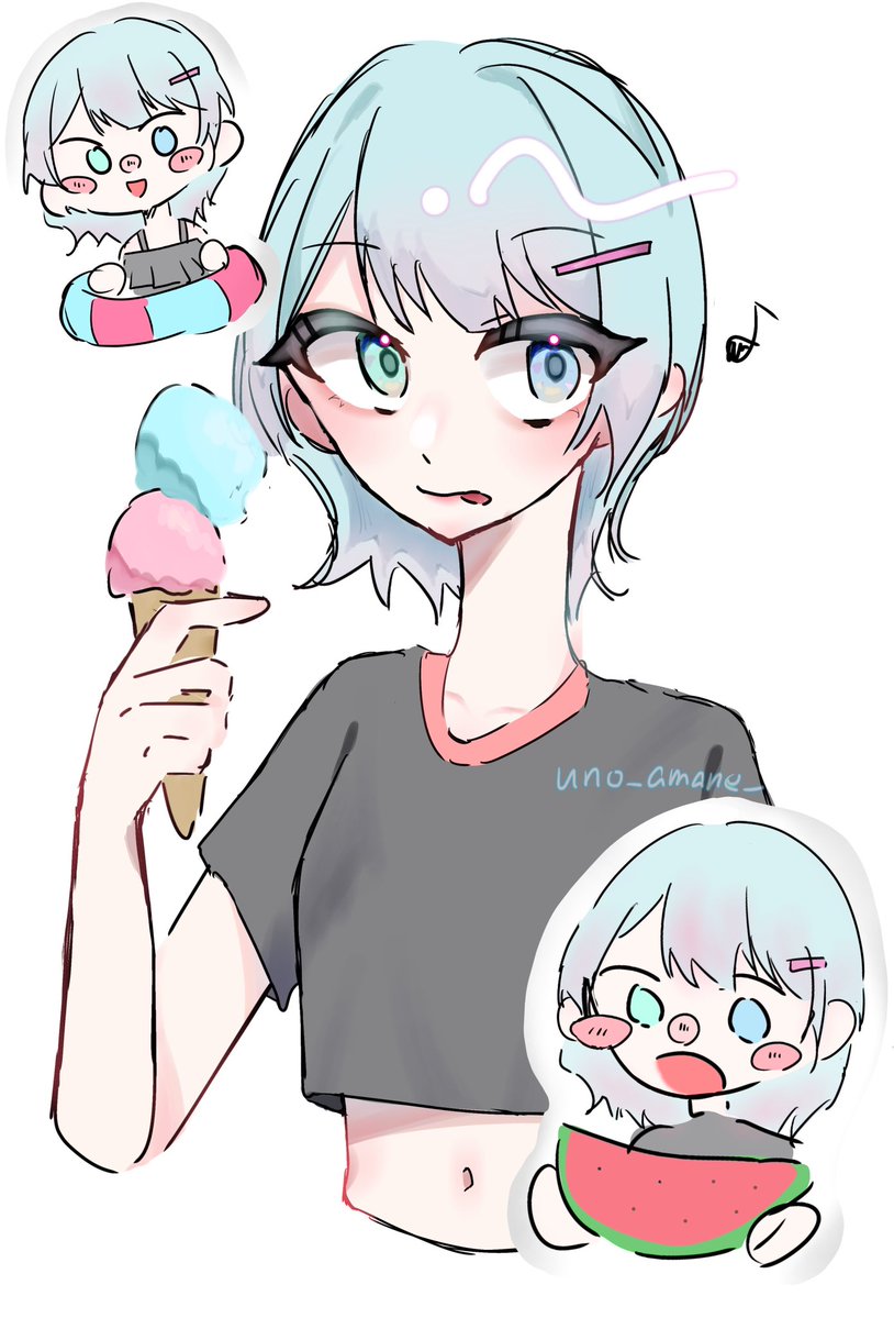 uno_amane_'s tweet photo. #M社夏企画
#はっぴーアート

 🍨🩵🩷 https://t.co/TmbqEnGUqm