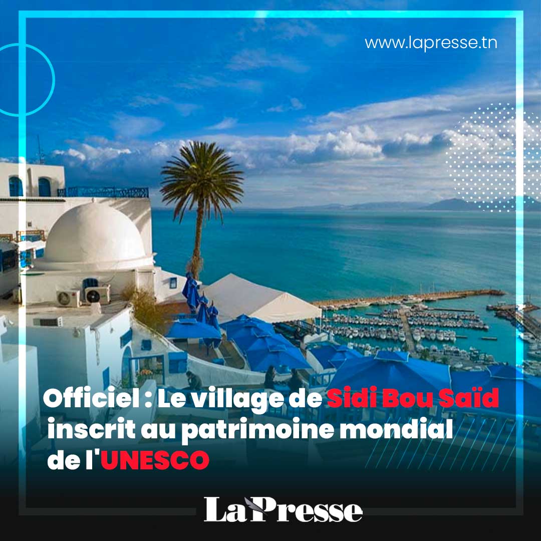 LaPresseTunisie's tweet photo. Fierté nationale ! 
https://t.co/bMehCTMp9H
C'est officiel : le magnifique village de Sidi Bou Saïd est désormais inscrit sur la Liste du patrimoine mondial de l'UNESCO ! 
Une reconnaissance internationale bien méritée pour ce joyau bleu et blanc, symbole de l'art de vivre et de la culture tunisienne. 
Il devient le 10ème site tunisien à bénéficier de ce statut prestigieux. 
#Tunisie #SidiBouSaid #PatrimoineMondial #Culture #Fierté e #UNESCOWorldHeritage
