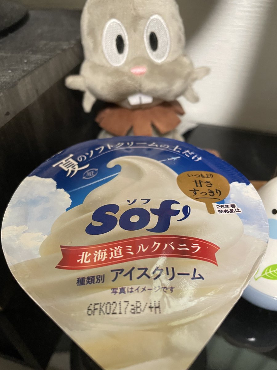 waruusagi42's tweet photo. 今日のおやつ

「sof ソフ」
去年も食べた気がする。ソフトクリームの頭だけってやつ。
汗かいた後にコレとお茶を一緒に。

めっっっちゃ美味かった！！ https://t.co/dDDAkLfQvp