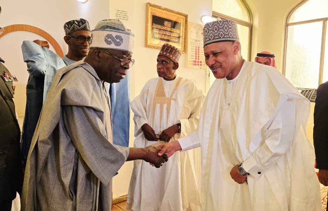 HMMohammedIdris's tweet photo. A warm exchange with His Excellency, President Bola Ahmed Tinubu, GCFR, following Jumu’ah prayers at the Presidential Villa Mosque yesterday. 

May Almighty Allah bless Nigeria with lasting peace and prosperity, and grant Mr. President good health, strength and wisdom as he continues to lead our country’s journey towards stability and progress.