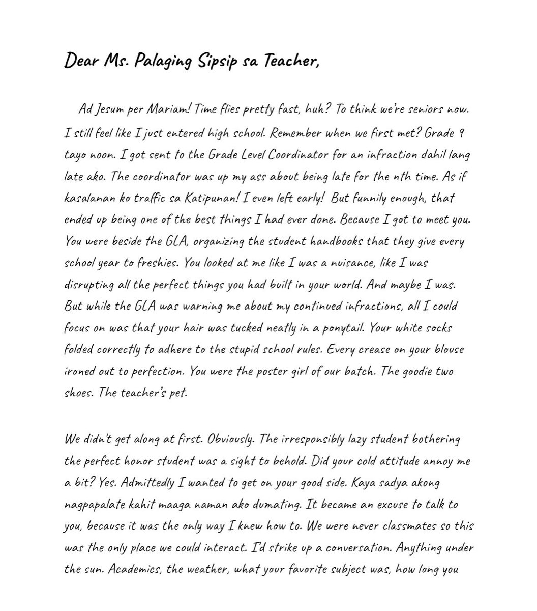 thusspokezwei's tweet photo. Back again with another story. Palanca to Ms. Palaging Sipsip sa Teacher. Another #junebug sorry ang daming word vomit https://t.co/skY1MG2BXo