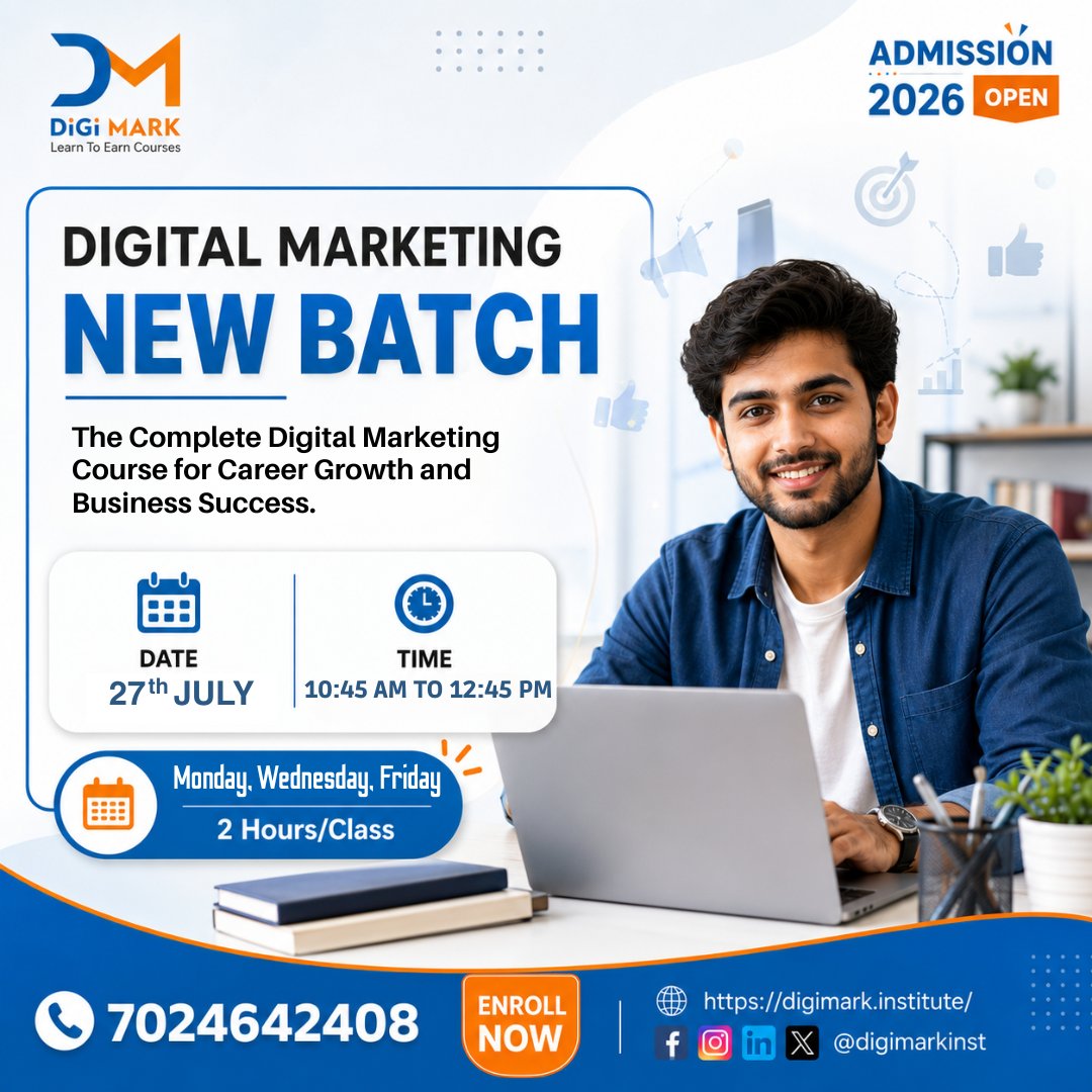 digimarkinst's tweet photo. Learn practical, in-demand digital marketing skills and turn your knowledge into income. ๐ฐ ๐
Admissions for 2026 are OPEN โ seats are limited, so don't wait!
๐ Call now: 7024642408
๐ Enroll today: https://t.co/6aBfJF28hU
#DiGiMARK #newbatch #digitalmarketingjabalpur https://t.co/TPgaY6LJIp