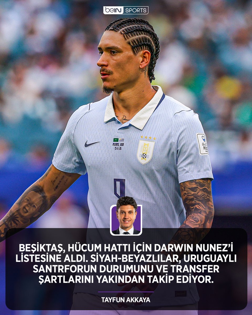 beINSPORTS_TR's tweet photo. 🦅 Beşiktaş & Darwin Nunez
📝 Muhabirimiz Tayfun Akkaya, Beşiktaş transfer gündemine dair son gelişmeleri aktardı. #beINSPORTS https://t.co/COlrBKOL8P