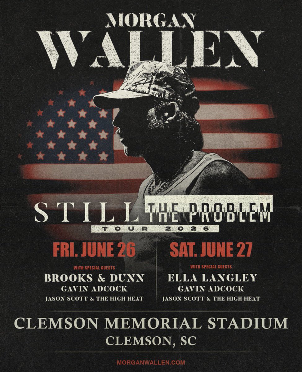 MorganWalldoxkn's tweet photo. Still The Problem Tour is coming to Clemson, SC on June 26 and June 27. Presale starts November 5. Sign up here: https://t.co/cib10fz4GS https://t.co/cCeVeJ7FfP