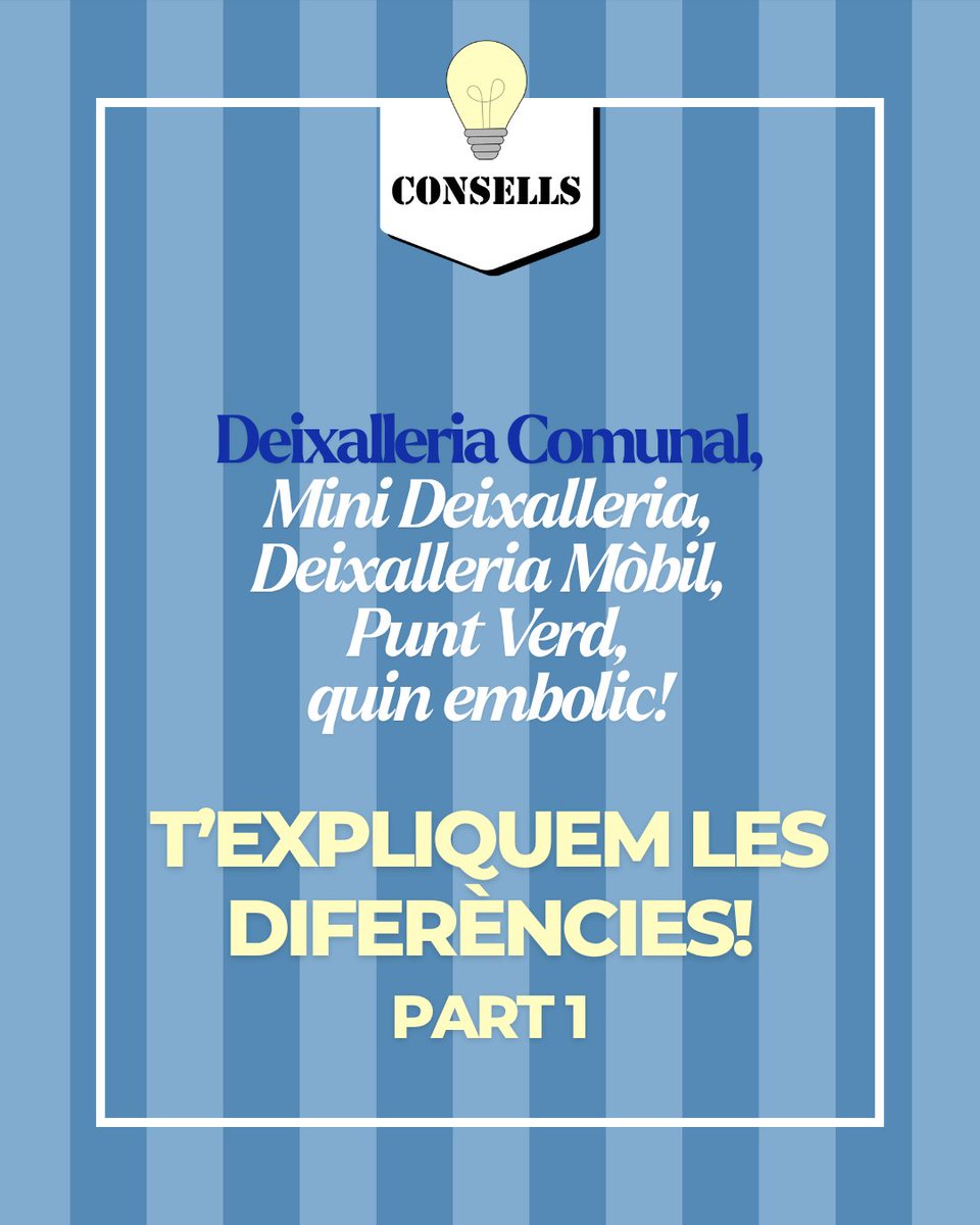 ReciclemBe's tweet photo. ♻️Deixalleria, mini deixalleria, punt verd... també et fas un embolic? 😵‍💫

T’expliquem què és la deixalleria comunal: es el centre on pots portar elsteus voluminosos com els mobles, matalassos, grans electrodomèstics...

📱Descarrega't l’app!

#reciclembe #Andorra #deixalleries https://t.co/hRpZTM8BOF