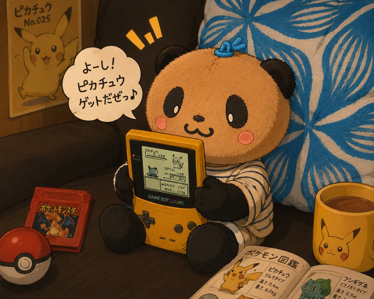 ocoge_official's tweet photo. おこげ先生はゲームボーイに夢中🎮️

#お買いものパンダ
#おこげーむ
#画面のバグはご容赦を🤣 https://t.co/S44zFFUmLW