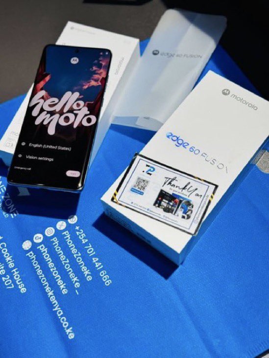 PhoneZoneKe's tweet photo. Motorola Edge Fusion 60

12GB+256GB~Kshs 38,500

Display-6.67 inches P-OLED,1B colors,120Hz, HDR10+,4500 nits
Android 15 (3 major upgrades)
Chipset-Mediatek 7300 4(nm)
CPU -2.5GHz
Main Camera-50MP+13MP
Selfie -32MP
Under display fingerprint 
5200 mAh battery 
68W charging speed

( 6 months shop warranty)