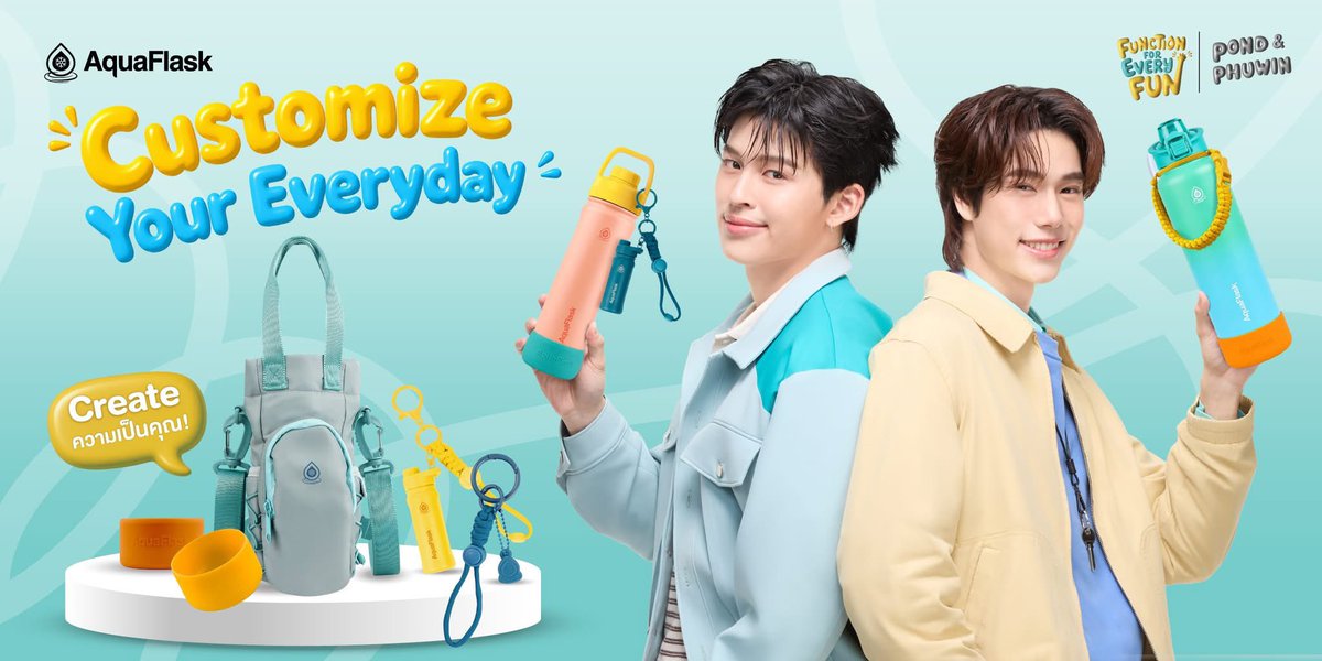AquaFlaskTH's tweet photo. สนุกกับการจับคู่สีขวด #AquaFlask 
และ Accessories คัสตอมง่ายๆ ได้ความ unique 

 #AquaFlaskTH #AquaFlaskThailand #กระติกน้ำเก็บอุณหภูมิ #FuntionForEveryFun #PondPhuwinxAquaFlask https://t.co/3VzPY6pUCS