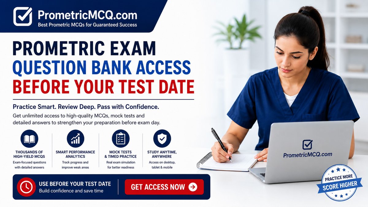 prometricmcq's tweet photo. Prometric Question Bank Access Before Test Date Guide 2026

#prometricexam #dhaexam #prometricexamquestions #mohexam #qchpexam #kmleexam #nhraexam
https://t.co/yxbxaq9Ah5 https://t.co/3bUaQMA5hx
