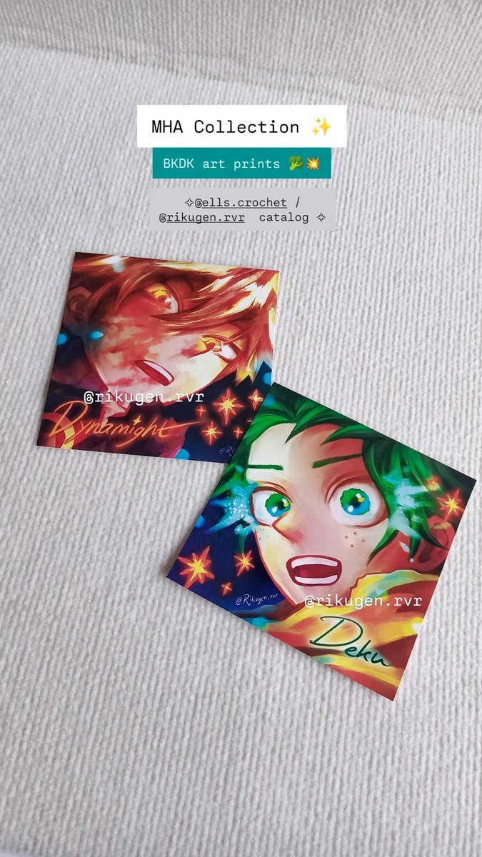 rikugen_'s tweet photo. MHA BKDK ART PRINTS PREVIEW 🥦💥
✮⋆˙ Deku
✮⋆˙ Bakugo

More details on @/ells.crochet (IG) or @/rikugen.rvr (IG)
#myheroacademia #bokunoheroacademia https://t.co/5EX4Nr0q2n