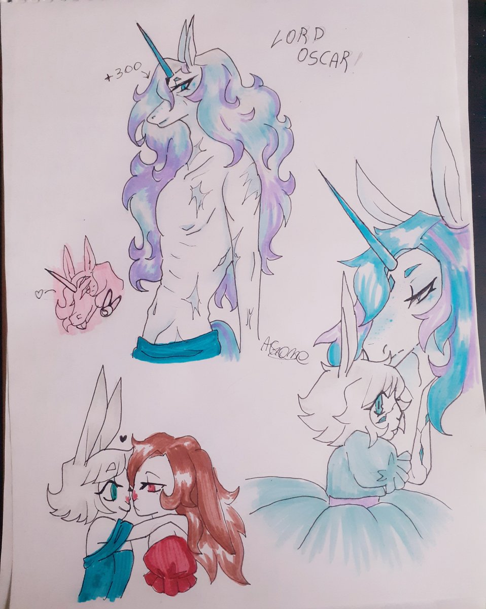 AgomeAngel's tweet photo. @741K4 Unicorn Lord and his bunny daughters! (Lord Oscar, Brietta and Annika.)

#furryart #furryoc #artshare #artmoots #smallartist https://t.co/Wyru7Qyhm4