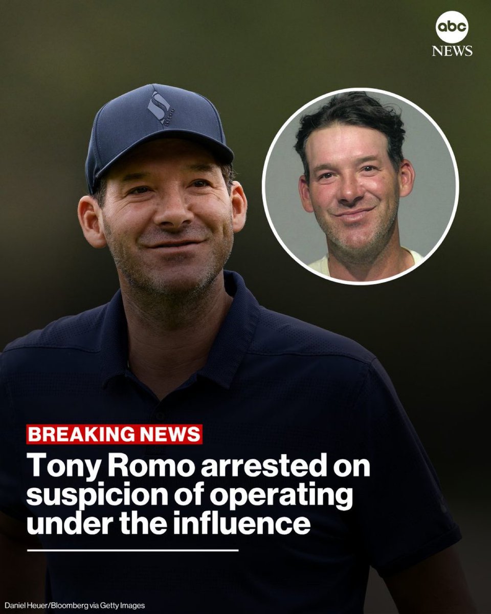 AlertaNews24's tweet photo. 🇺🇸 | El ex mariscal de campo de los Dallas Cowboys, Tony Romo, fue arrestado el jueves por la noche por sospecha de conducir bajo la influencia del alcohol, según un informe de arresto y detención de la Oficina del Sheriff del Condado de Milwaukee, obtenido primero por la estación afiliada de ABC WISN-TV.