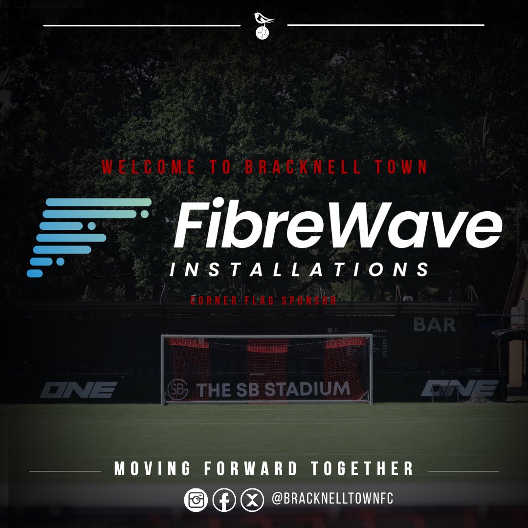 BracknellTownFC's tweet photo. 🤝 WELCOME TO THE ROBINS, FibreWave Installations!

Bracknell Town Football Club are delighted to welcome FibreWave Installations as our official Corner Flag Sponsor for the 2026/27 season.

Their support is another important step in helping us continue to grow both on and off the pitch as we build for the future together.

We’d like to thank everyone at FibreWave Installations for their backing and look forward to a successful partnership throughout the season.

Welcome to the Bracknell Town family! ❤️

#ForwardTogether