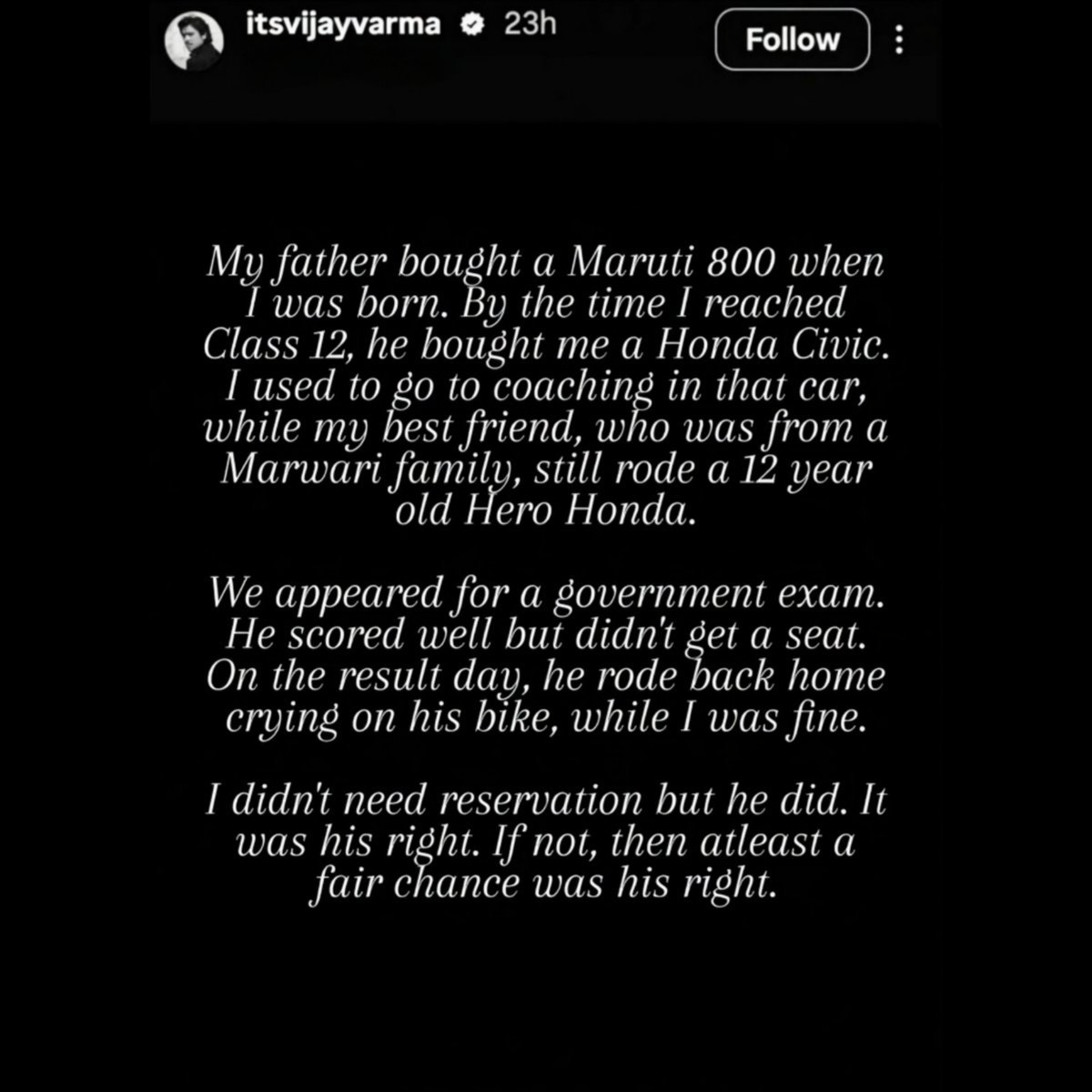 Warlock_mohit's tweet photo. Vijay Varma is the only actor brave enough to speak out against reservation.

Respect for him 🫡 https://t.co/cv9WnftLtr