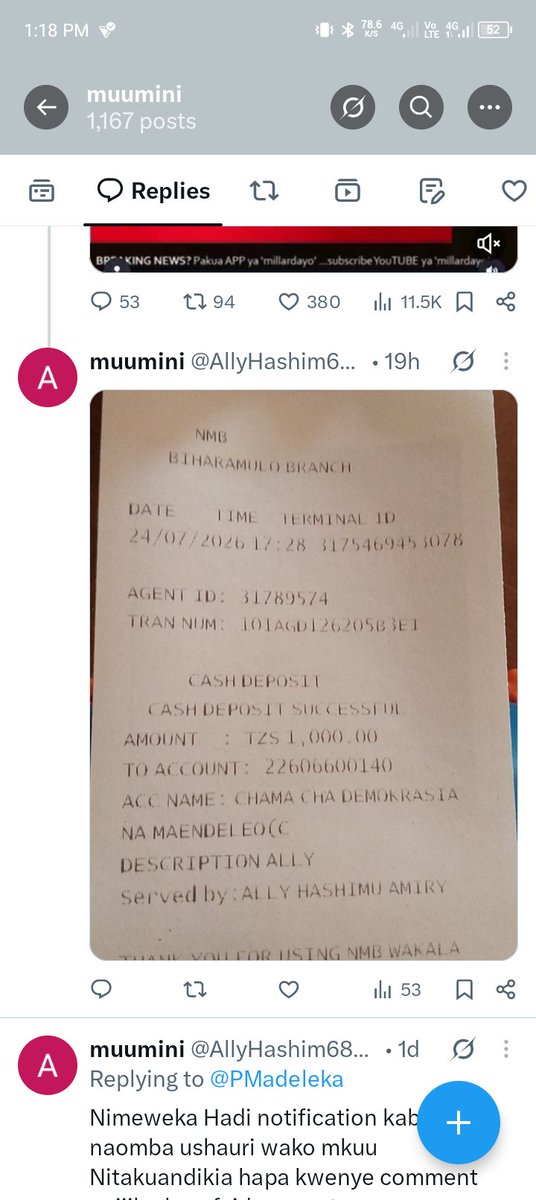 AllyHashim68596's tweet photo. @Raymond95425678 @godbless_lema Nikachangia tena NMB https://t.co/r3EqdzmVrb
