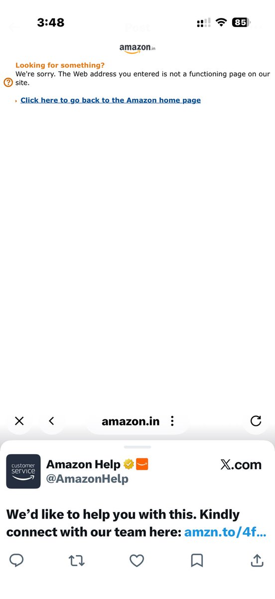 rahulpoddar77's tweet photo. @AmazonHelp Link not responding https://t.co/kj1G1gJBse
