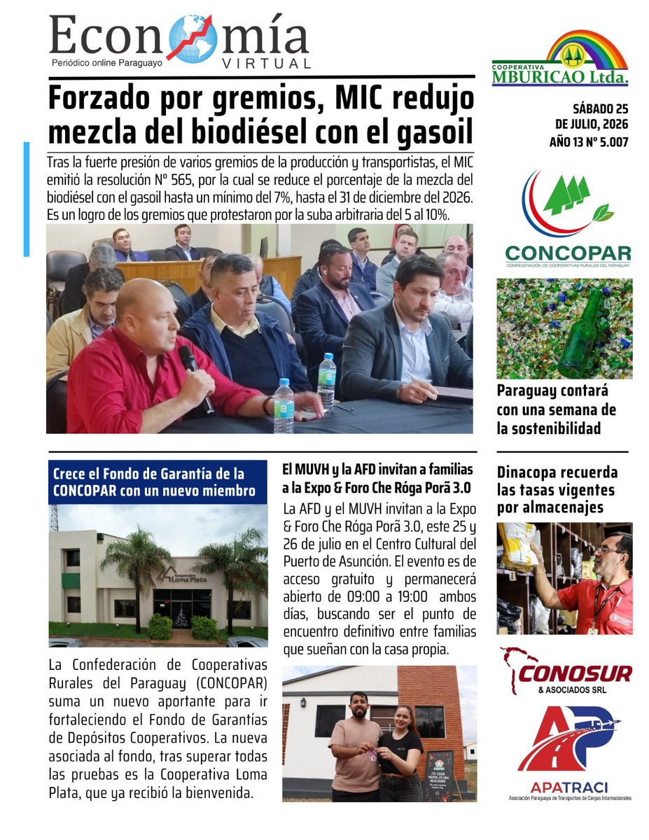 EconomiaVPy's tweet photo. Buenos días. Portada del 25 de julio. https://t.co/kSITJcPrjv