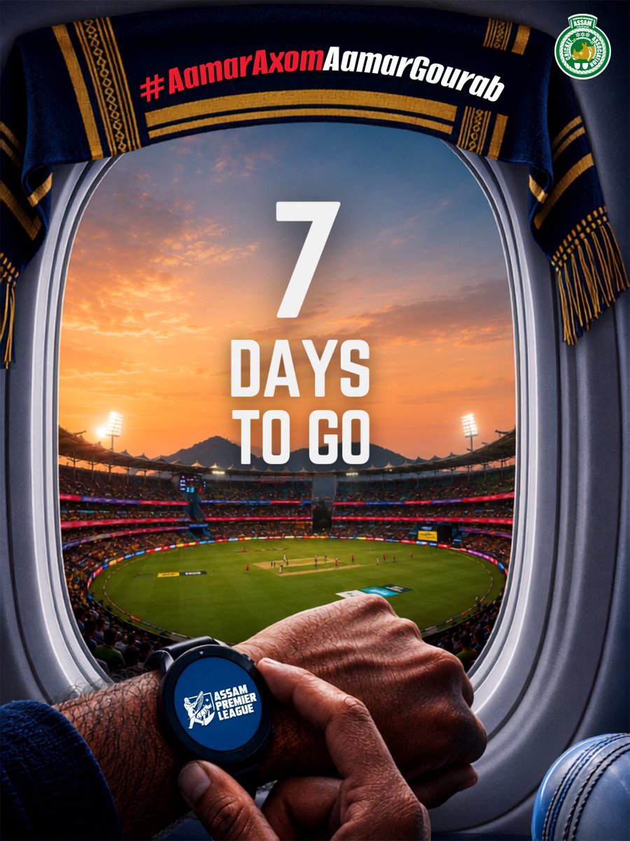 aplt20_'s tweet photo. 𝐓𝐡𝐞 𝐜𝐨𝐮𝐧𝐭𝐝𝐨𝐰𝐧 𝐢𝐬 𝐢𝐧 𝐢𝐭𝐬 𝐟𝐢𝐧𝐚𝐥 𝐰𝐞𝐞𝐤 ⏰

Only 7 days until Assam's biggest cricketing celebration begins 🎉

#APL #AamarAxomAamarGourab #Season1 #AssamCricket https://t.co/Fy10k9tA5l